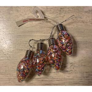 Glittery Glass pink blue Vintage light Bulb Look Christmas Ornament